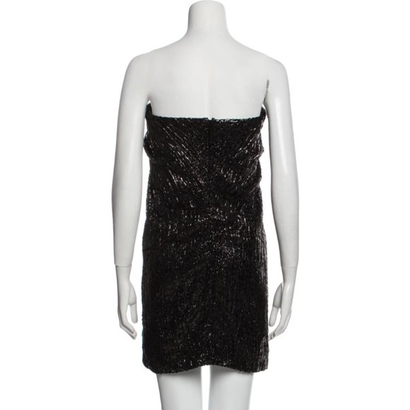 NWT Saint Laurent Strapless gathered metallic fil coupé mini dress FR38/US6 - Picture 6 of 9